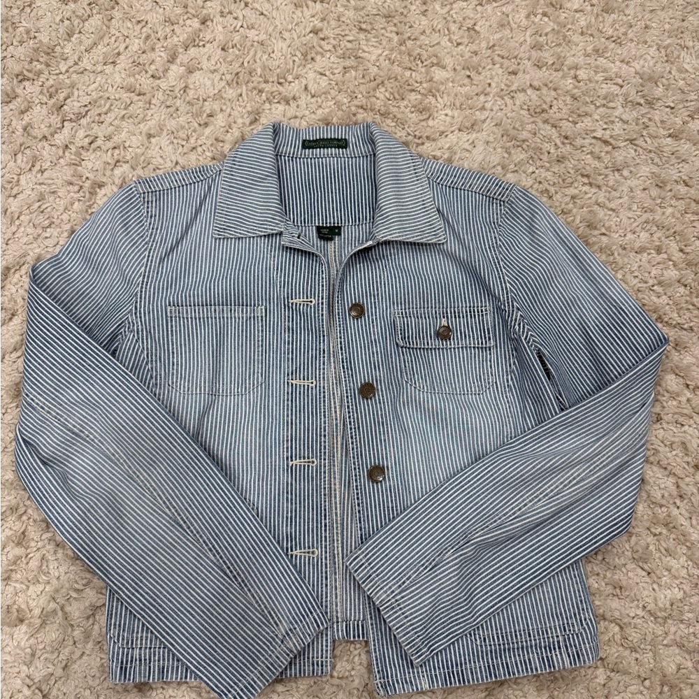 Lauren Ralph Lauren Blue Striped Jean Jacket